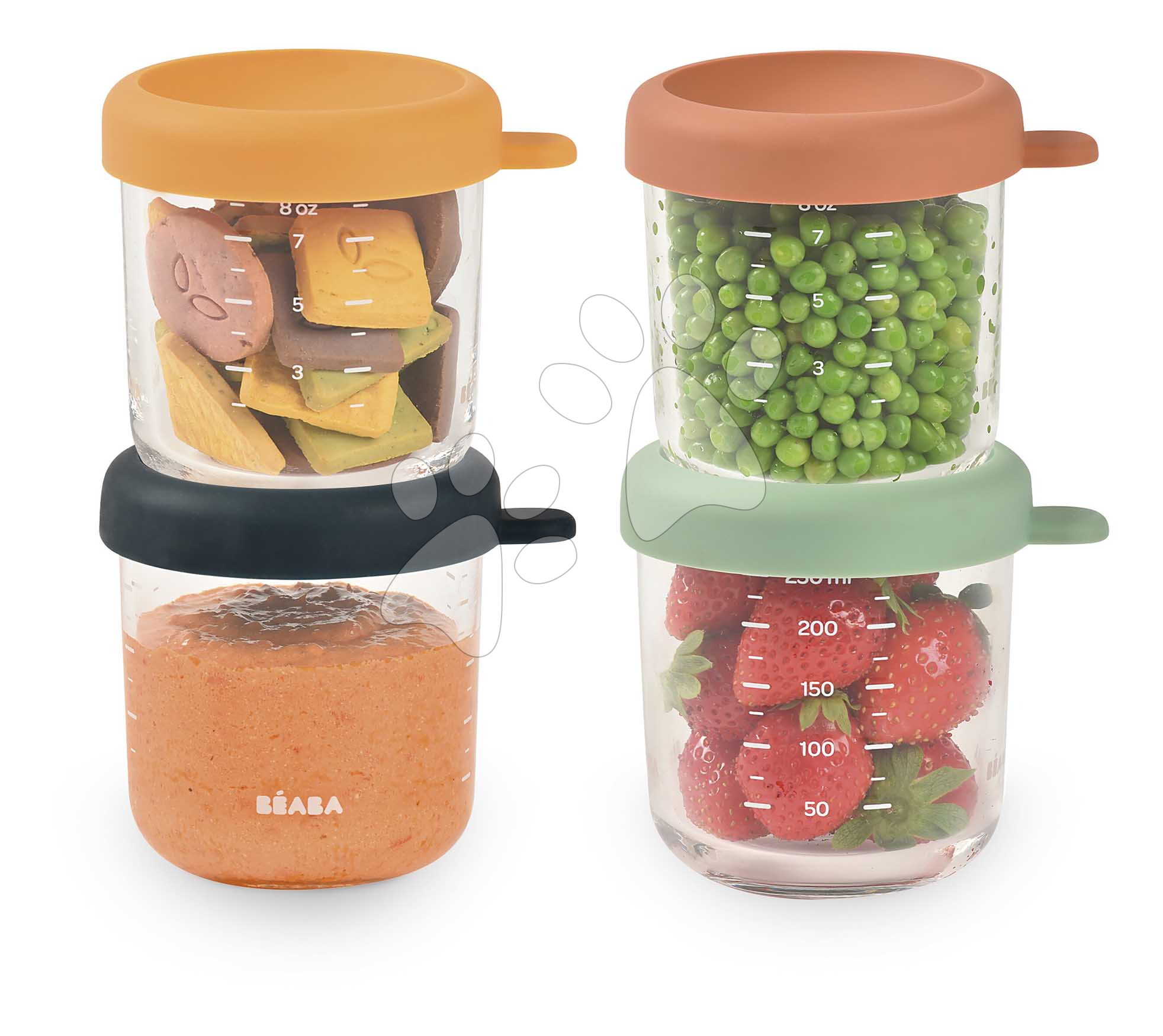Üveg ételtároló készlet Sunrise Color Mix Beaba 250 ml 4 db - Image 2