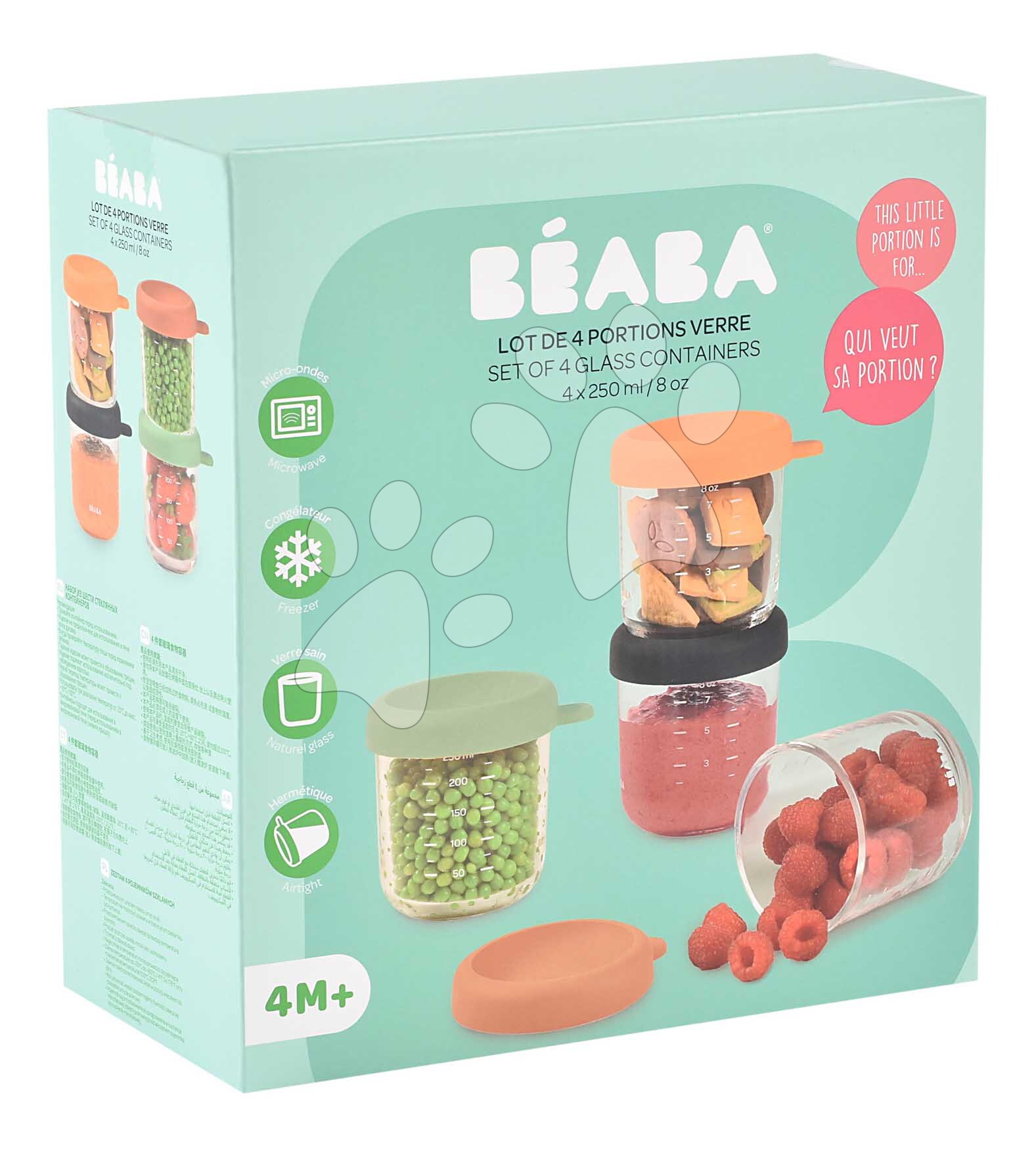 Üveg ételtároló készlet Sunrise Color Mix Beaba 250 ml 4 db - Image 5