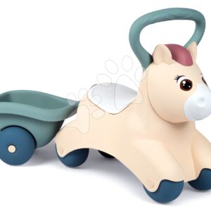 Bébitaxi utánfutóval Baby Pony Ride On Little Smoby ergonomikus üléssel és nagy fogantyúval 12 hó-tól