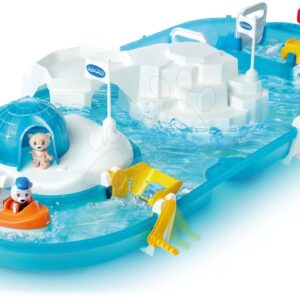 Vízi pálya Polar AquaPlay kutató állomás vízpumpával az Északi-sarkon jegesmedvével csónakban 2 figura