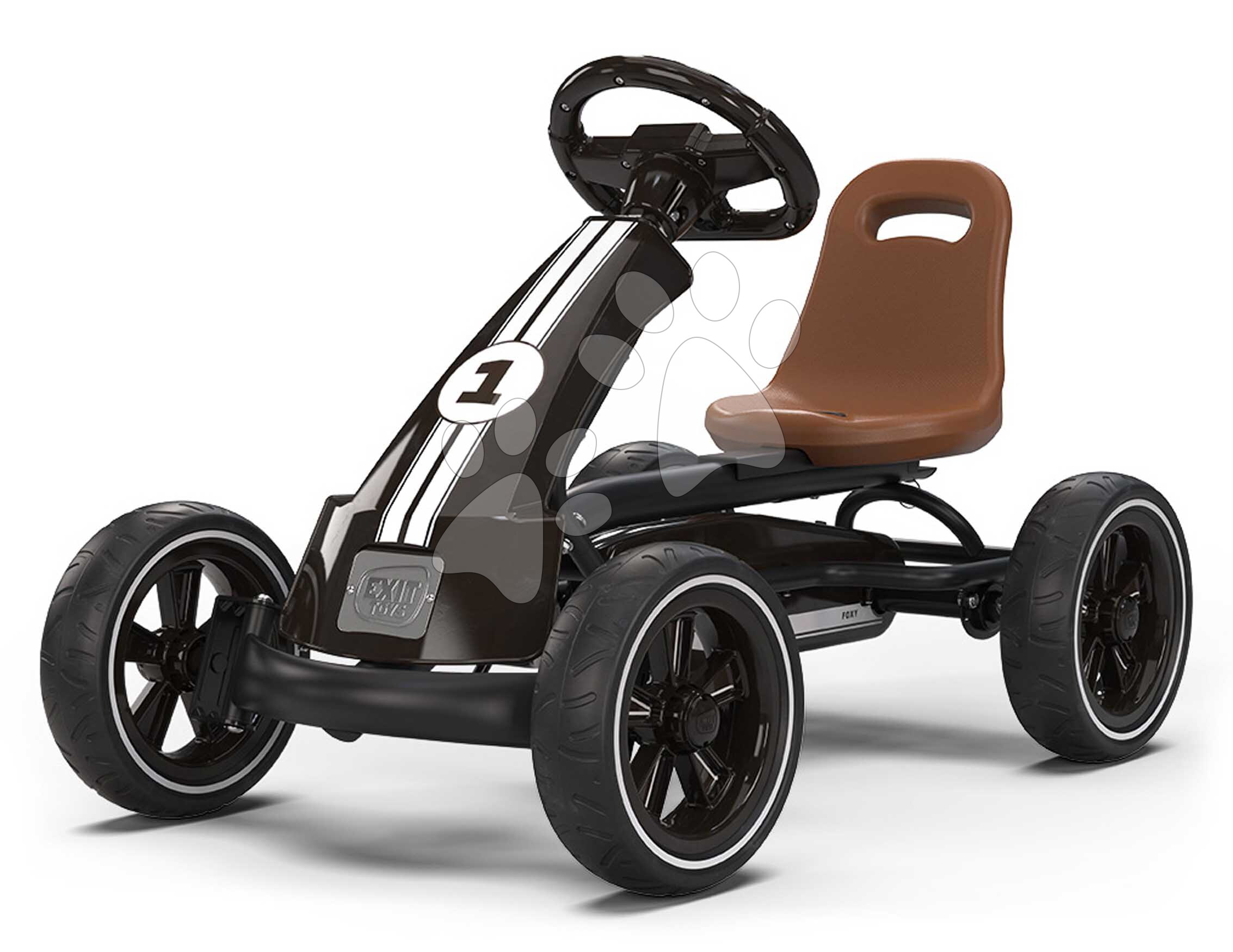 Pedálos gokart Go Kart Foxy Espresso Black Exit Toys fémvázzal EVA kerekekkel és állítható üléssel 2–5 éves korosztálynak