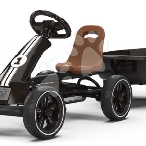 Pedálos gokart utánfutóval Go Kart Foxy Espresso Black Exit Toys fémvázzal strapabíró EVA kerekekkel és állítható üléssel 2–5 éves korosztálynak