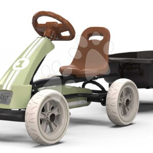 Pedálos gokart utánfutóval Go Kart Foxy Retro Green Exit Toys fémvázzal strapabíró EVA kerekekkel és állítható üléssel 2–5 éves korosztálynak