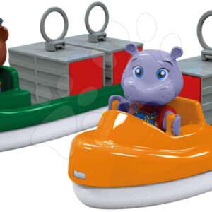 Konténeres és teherhajók AquaPlay Wilma vízilóval és Bo medvével 2 drb (kompatibilis a Duplo-val)
