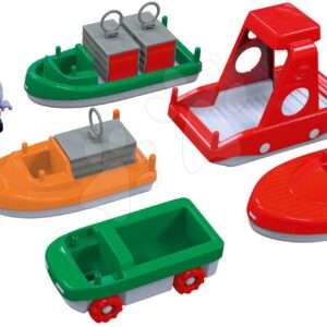 Konténeres hajók és motorcsónak AquaPlay vízilóval és medvével 7 darabos (kompatibilis a Duplo-val)