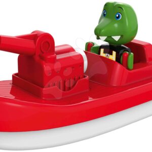 Motorcsónak vízágyúval Fireboat AquaPlay 2 m vízsugárral és krokodil Nils kapitánnyal (kompatibilis a Duplo-val)