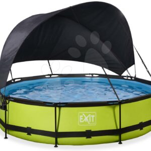 Medence napellenzővel és szivattyúval Lime pool Exit Toys kerek acél medencekeret 360*76 cm zöld 6 évtől