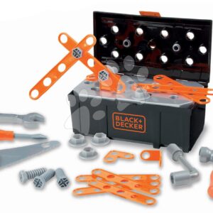 Szerszámos koffer Black&Decker DIY Tools Box Smoby rögzíthető elemekkel 34 kiegészítő