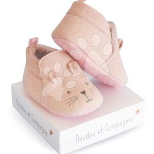 Első papucs újszülött részére Baby Socks Pink Doudou et Compagnie ajándékcsomagolásban rózsaszín 0-6 hó