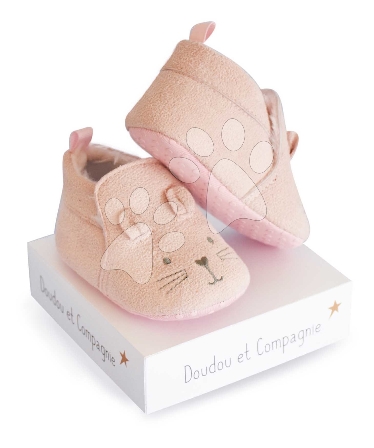 Első papucs újszülött részére Baby Socks Pink Doudou et Compagnie ajándékcsomagolásban rózsaszín 0-6 hó