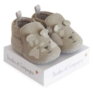 Első papucs újszülött részére Baby Socks Grey Doudou et Compagnie ajándékcsomagolásban szürke 0-6 hó
