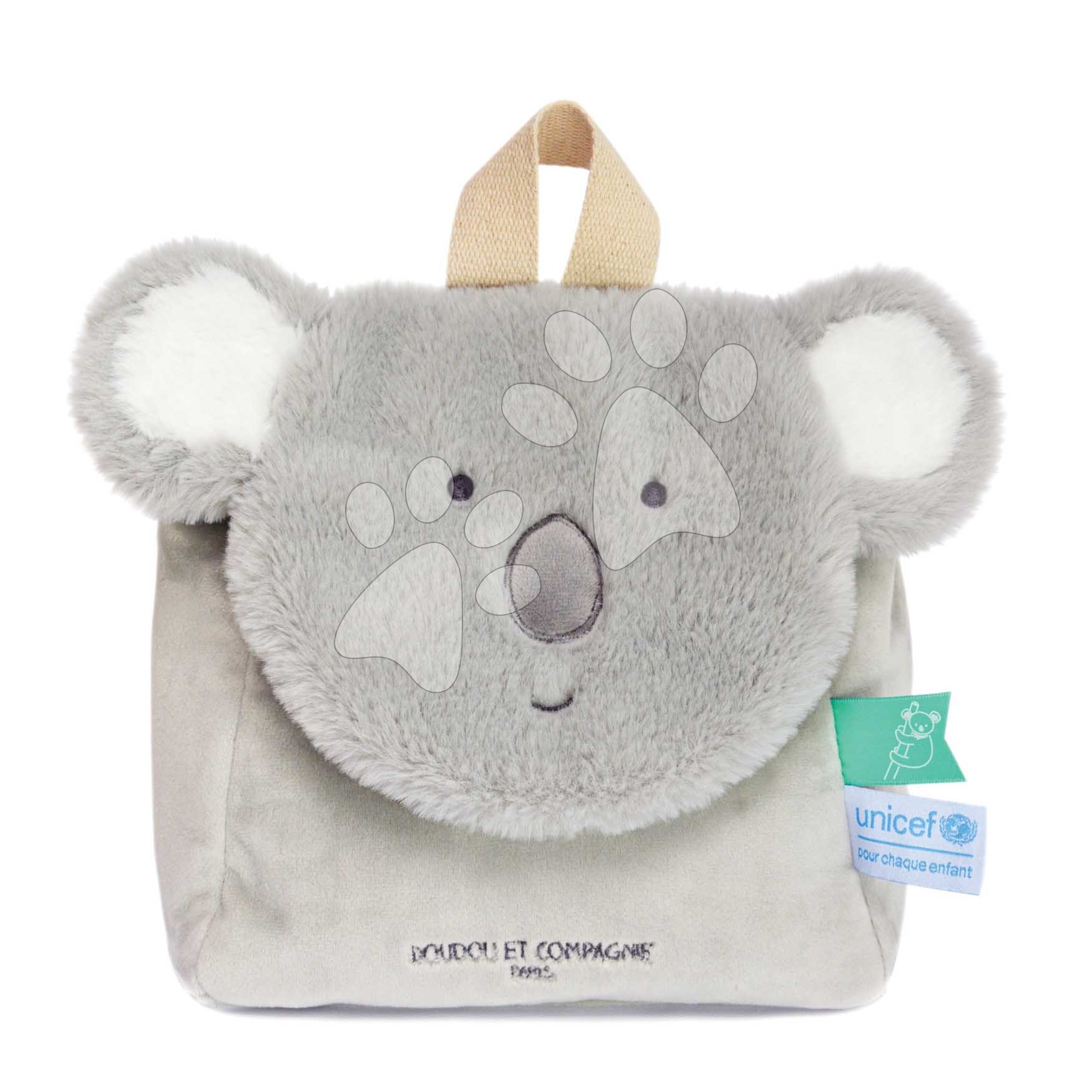 Plüss hátizsák Koala Backpack Unicef Collection Doudou et Compagnie szürke 18 hó-tól