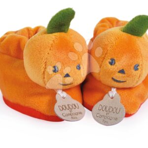 Papucs újszülött részére Tök Booties My First Halloween Doudou et Compagnie ajándékcsomagolásban narancssárga 0-6 hó