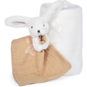 Takaró legkisebbeknek nyuszival dédelgetéshez Happy Wild Doudou et Compagnie ajándékcsomagolásban fehér 70*100 cm 0 hó-tól
