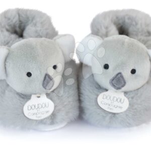 Papucsok kisbabának Koala Booties Unicef Collection Doudou et Compagnie ajándékcsomagolásban szürke 0-6 hó