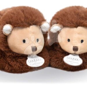 Papucsok kisbabának Hedgehog Booties Unicef Collection Doudou et Compagnie ajándékcsomagolásban barna 0-6 hó