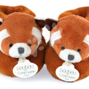 Papucsok kisbabának Red Panda Booties Unicef Collection Doudou et Compagnie ajándékcsomagolásban piros 0-6 hó