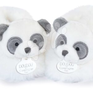 Papucsok kisbabának Panda Booties Unicef Collection Doudou et Compagnie ajándékcsomagolásban fehér 0-6 hó