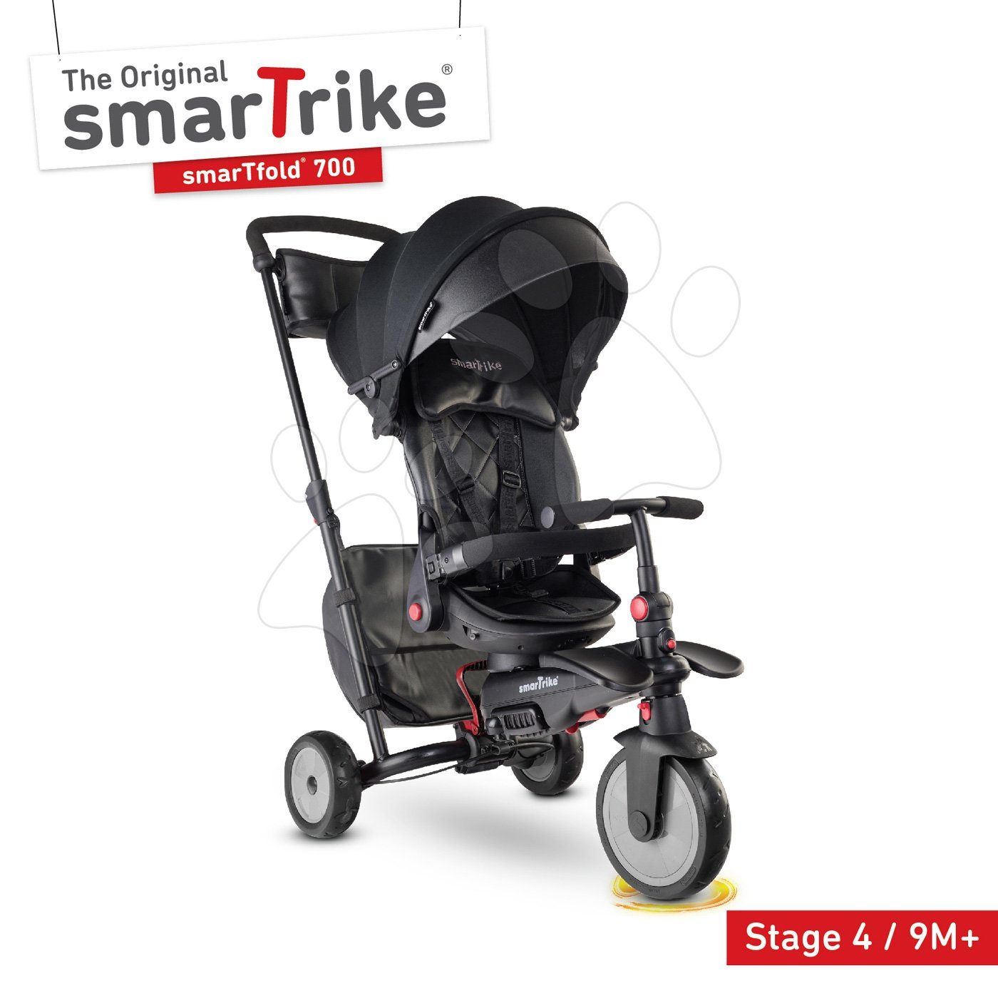 Tricikli és babakocsi összecsukható STR7 Urban 7in1 smarTrike fekete dönthető üléssel TouchSteering EVA kerekekkel 6 hónaptól