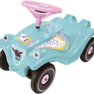 Bébitaxi autó Bobby Car Classic Unicorn BIG ökobarát türkíz dudával és menő matricákkal 12 hó-tól