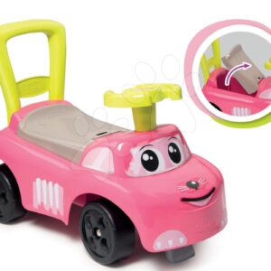 Bébitaxi és járássegítő Auto Pink Ride on Smoby tárolóhellyel és háttámlával 10 hó-tól rózsaszín