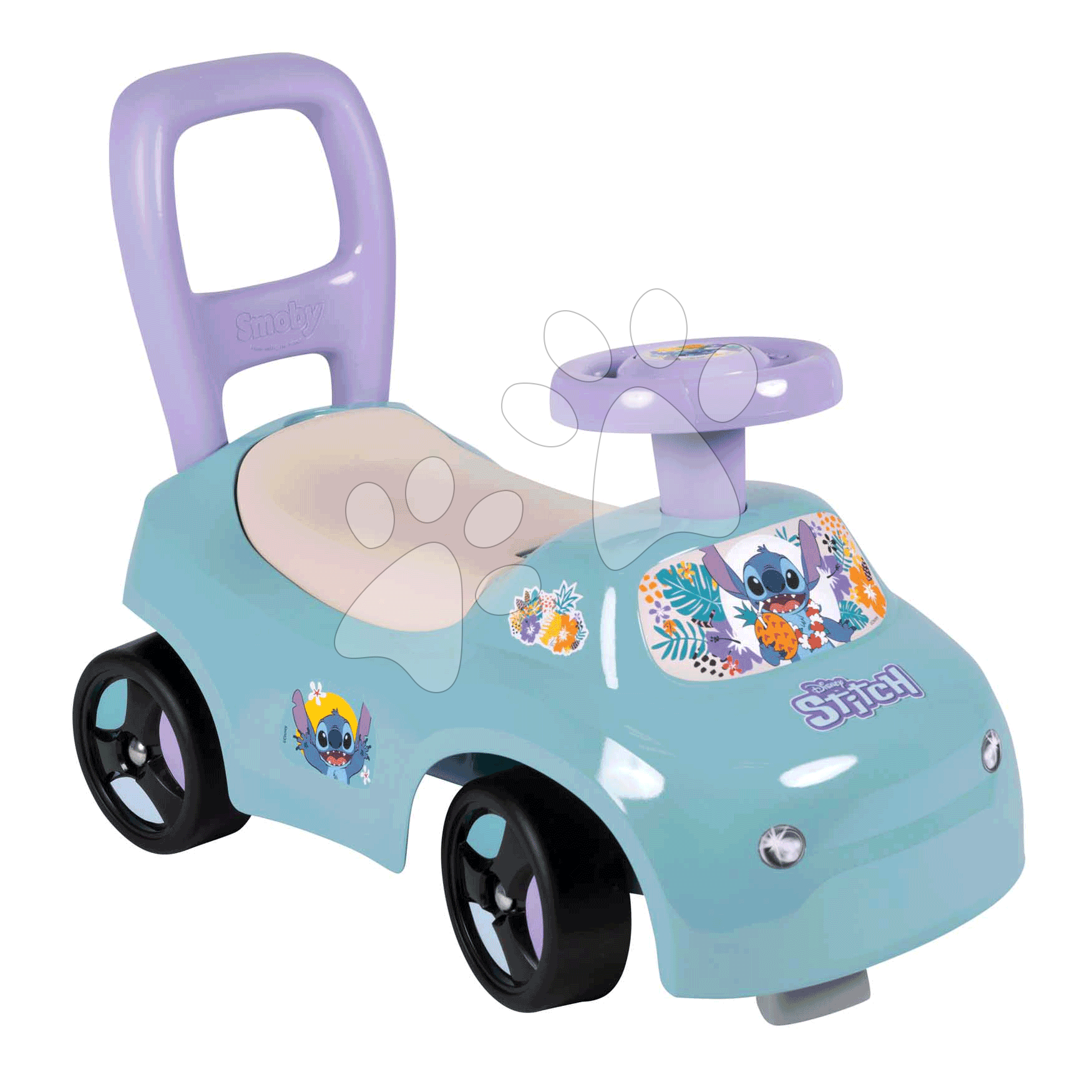 Bébitaxi és járássegítő 2in1 Stitch Auto Ride On Smoby tárolóval az ergonomikus ülőke alatt és háttámlával 10 hó-tól