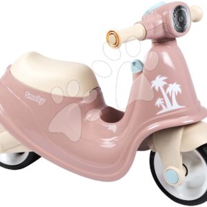 Bébitaxi kismotor reflektorral Scooter Pink Smoby gumikerekekkel rózsaszín 18 hó-tól
