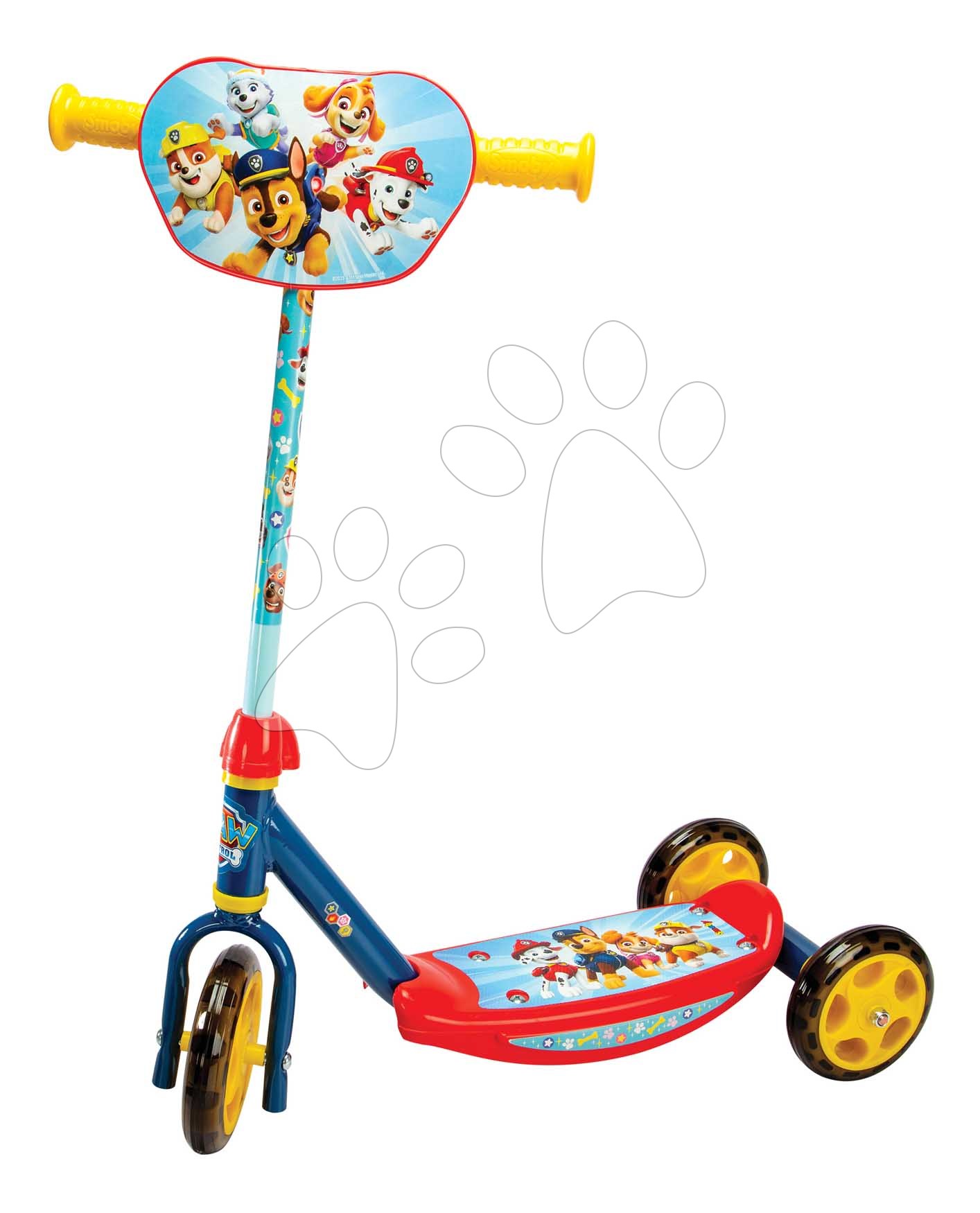 Háromkerekű roller Paw Patrol 3 Wheels Scooter Smoby csúszásmentes és magasságilag állítható kormány max. 67 cm