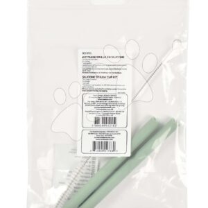 Pót szívószálak baba bögrébe Silicone Straw Cup Beaba Sage Green tisztító kefével 2 drb
