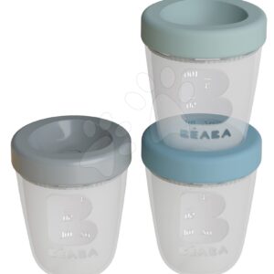 Ételtároló doboz Beaba Silicone portions Jungle 3x200 ml szilikon poharak kék zöld szürke 0-hó tól