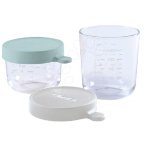 Szett 2 ételtároló doboz Beaba minőségi üvegből 1x150 ml vilagos és 1x250 ml szürke 0 hó-tól