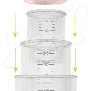 Szett 3 ételtároló doboz Beaba 1 baby 120 ml, 1 maxi 240 ml, 1 maxi+ 420 ml rózsaszín kék szürke 4 hó-tól