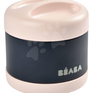 Termosz széles nyílással Beaba Stainless Steel Portion 500 ml Pink minőségi rozsdamentes acélból rózsaszín