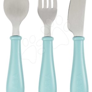 Evőeszközök gyerekeknek Beaba Airy Green 3-részes kanál villa kés zöld 15 cm 12 hó-tól