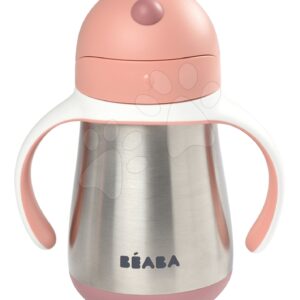Ivó palack Bidon dupla falú Stainless Steel Straw Cup Beaba Old Pink 250ml rózsaszín rozsdamentes acélból 8 hó-tól