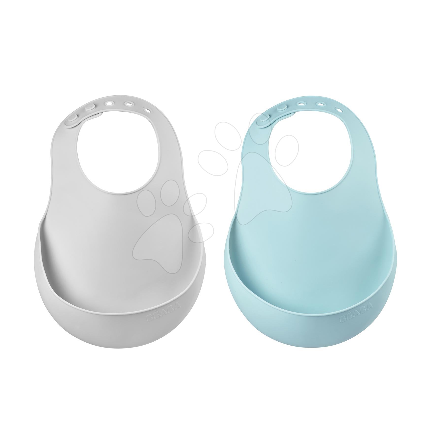 Előkék gyerekeknek Silicone Bib Beaba Light Mist&Airy Green Beaba 2 drb puha szilikonból gombokkal 0 hó-tól