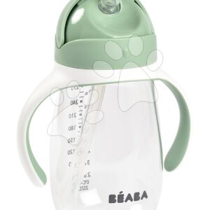Tanuló ivó palack Bidon Straw Cup Beaba Sage Green 300 ml szívószállal zöld 8 hó-tól