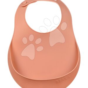 Előke Silicone Bib Beaba Terracotta puha szilikonból gombbal narancssárga 4 hó-tól