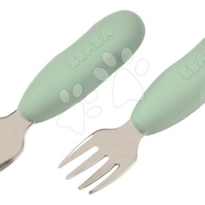 Első gyermek evőeszköz készlet Stainless Steel Pre-Cutlery Sage Green Beaba villa és kanál zöld 10 hó-tól