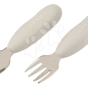 Első gyermek evőeszköz készlet Stainless Steel Pre-Cutlery Velvet Grey Beaba villa és kanál szürke 10 hó-tól