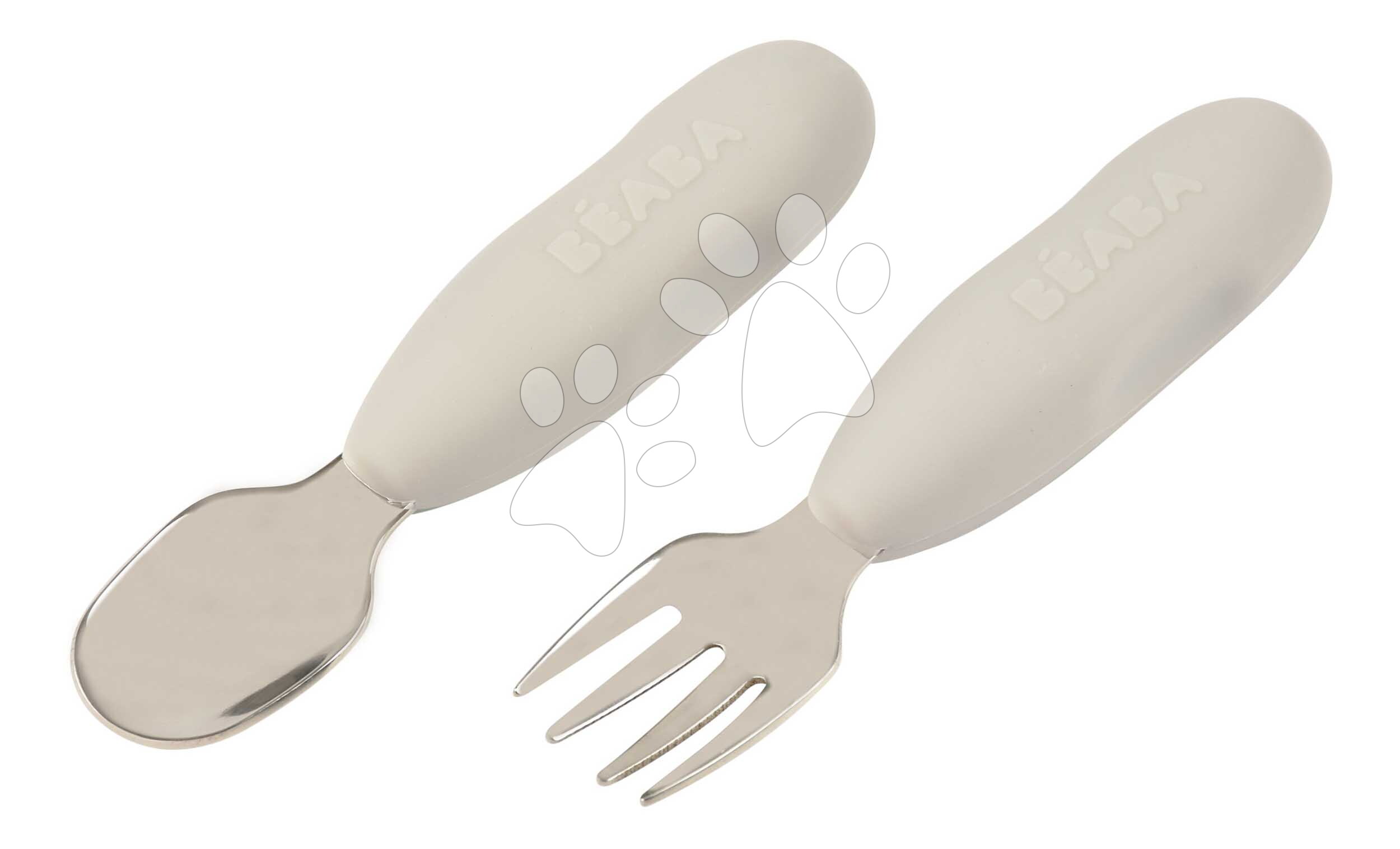 Első gyermek evőeszköz készlet Stainless Steel Pre-Cutlery Velvet Grey Beaba villa és kanál szürke 10 hó-tól