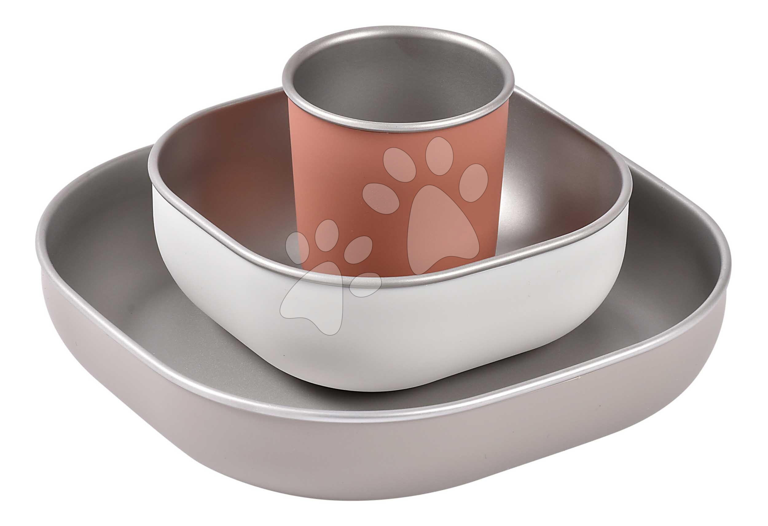 Étkészlet Stainless Steel Meal Set Terracotta Beaba rozsdamentes acélból 3 részes narancssárga 4 hó-tól