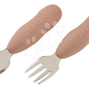 Első gyermek evőeszköz készlet Stainless Steel Pre-Cutlery Praline Beaba villa és kanál barna 10 hó-tól