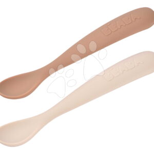 Első gyakorlókanalak First Age Silicone Spoons Clay Duo Beaba szilikonból önálló étkezéshez praktikus tárolóban 2 db barna 4 hó-tól