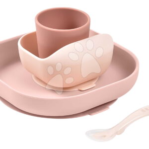 Étkészlet Silicone Meal Set Cotton Candy Beaba szilikonból 4 részes rózsaszín 4 hó-tól