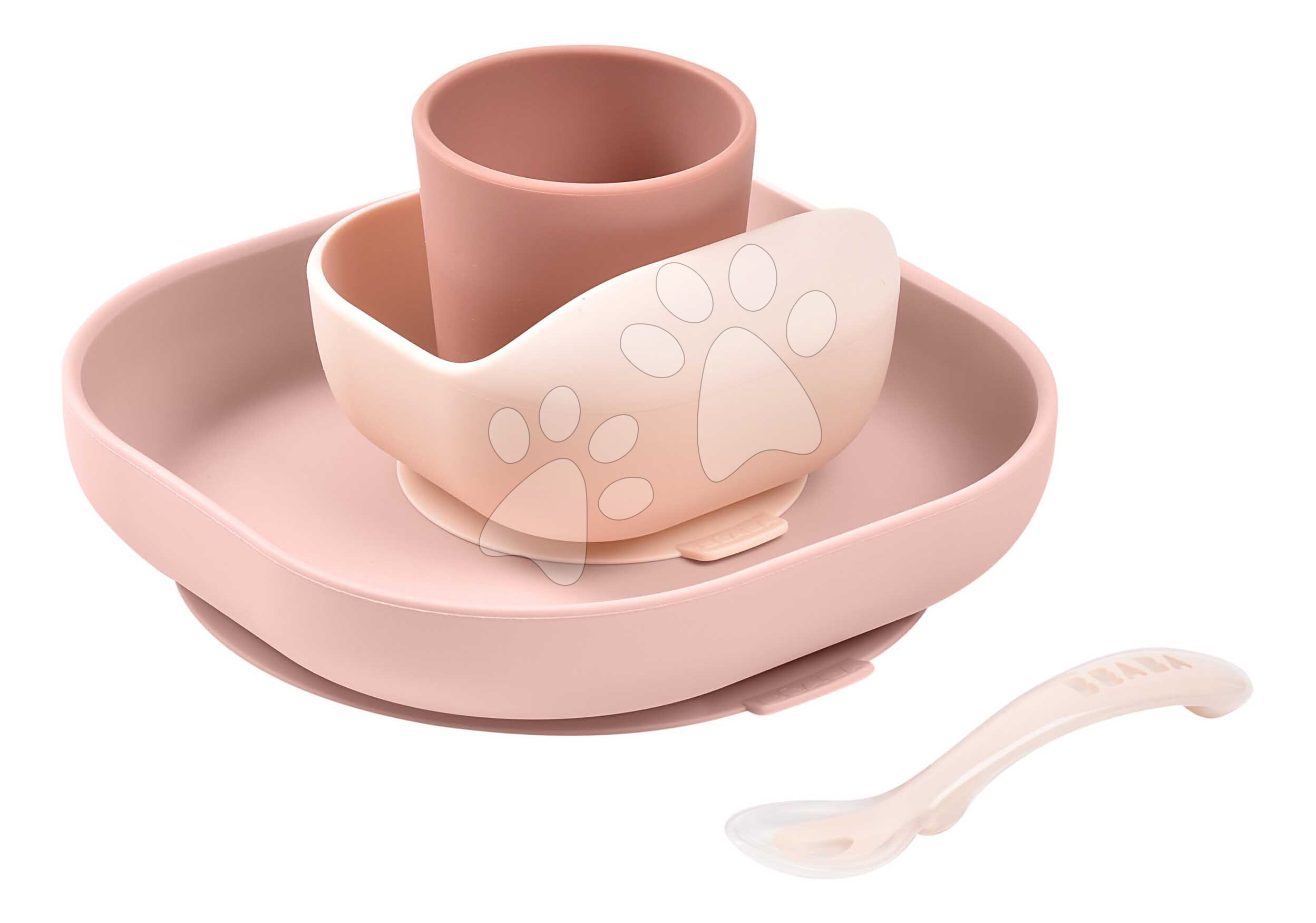 Étkészlet Silicone Meal Set Cotton Candy Beaba szilikonból 4 részes rózsaszín 4 hó-tól