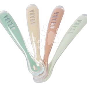 Első gyakorlókanalak First Age Silicone Spoons Natural Set Beaba szilikonból önálló étkezéshez 4 db 4 hó-tól
