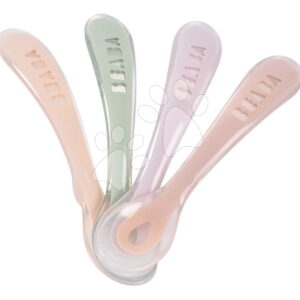 Gyakorlókanalak Second Age Silicone Spoons Cotton Candy Sorbet Mystic Green Lilac Set Beaba szilikonból önálló étkezéshez 4 darab 8 hó-tól