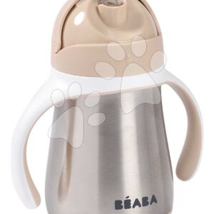Duplafalú palack Stainless Steel Straw Cup Clay Beaba rozsdamentes acélból 250 ml barna 8 hó kortól