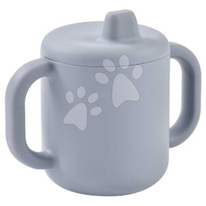 Tanulóbögre kisbabáknak Silicone Training Cup Pebble Beaba fedéllel önálló iváshoz szürke 8 hó-tól
